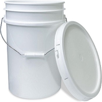 3 pk 5 Gallon Plastic Bucket with Airtight Lid I Food Grade Buckets, white, blue and black