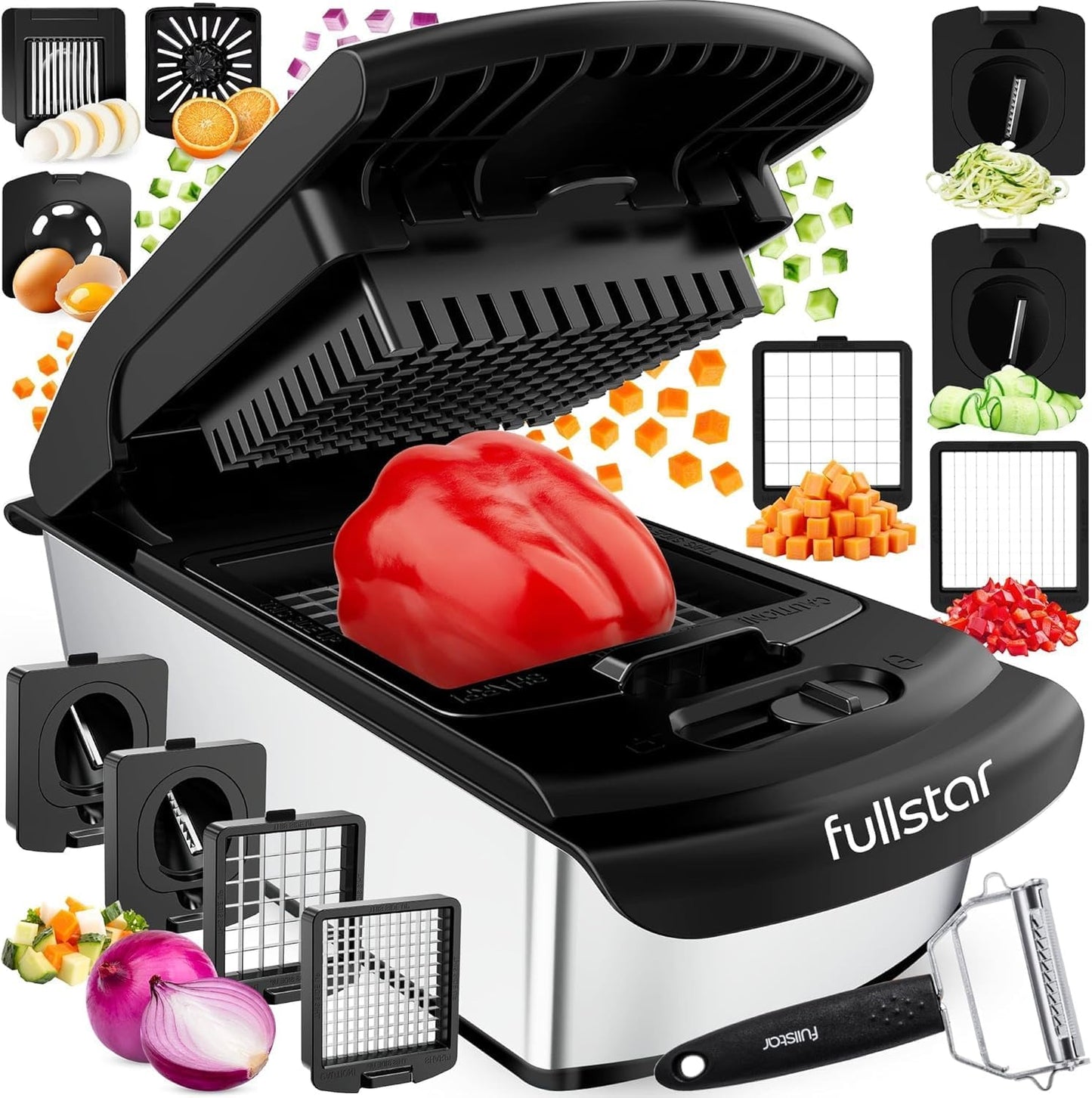 Fullstar The Original Pro Chopper - Vegetable Chopper and Spiralizer, Food Chopper with Container