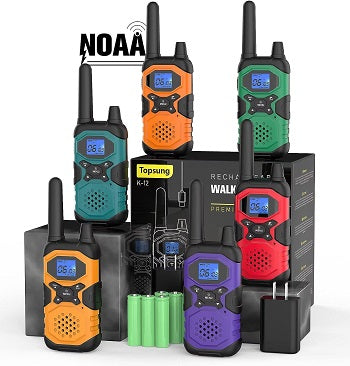 Walkie Talkies for Adults Rechargeable Long Range 6 Pack, Multi-Purpose 2 Way Radios with NOAA USB Chargers