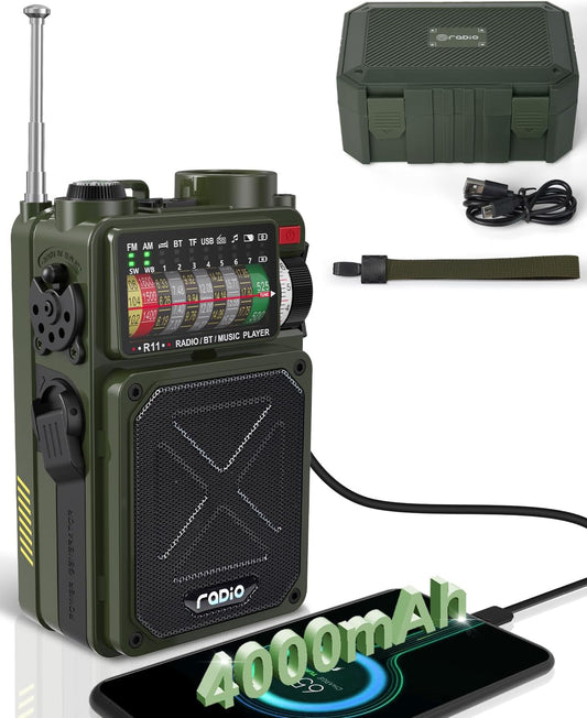 4000mAh Solar Hand Crank Portable AM/FM/NOAA
