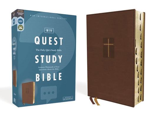 NIV, Quest Study Bible, Large Print, Leathersoft, Brown, Comfort Print: The Only Q and A Study Bible