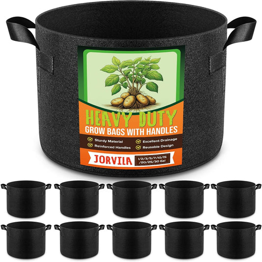 10 Pack 5 Gallon Grow Bags, Thickened Nonwoven Fabric Planter Pots with Handles, Heavy Duty