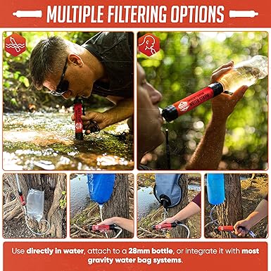 5 High-Capacity Emergency Water Straws – Lightweight, Reusable, 1800-Gallon Filters