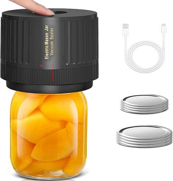 Electric Mason Cordless Vacuum Sealer Kit for Wide-Mouth & Regular-Mouth Mason Jars